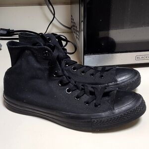 All Black Hightop Converse Sneakers Size 9.5